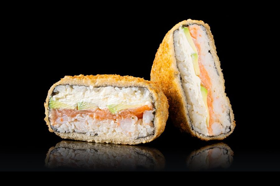 Philadelphia suši burgeris su lašiša ir kreminiu sūriu